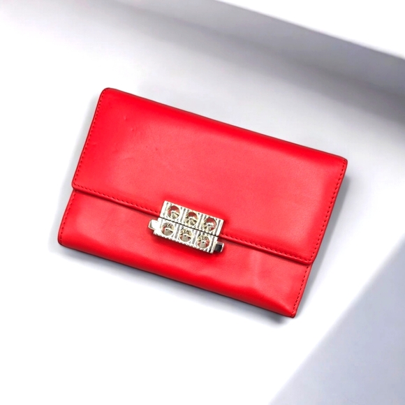 ✨️RARE✨️ CHRITIAN LOUBOUTIN Lambskin Trifold Wallet Clutch - Picture 2 of 14